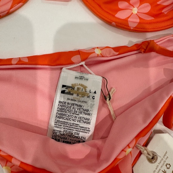 Billabong x Wrangler Retro Flower Bikini Set Underwire Demi Bikini Tie Bottom S - Picture 6 of 6